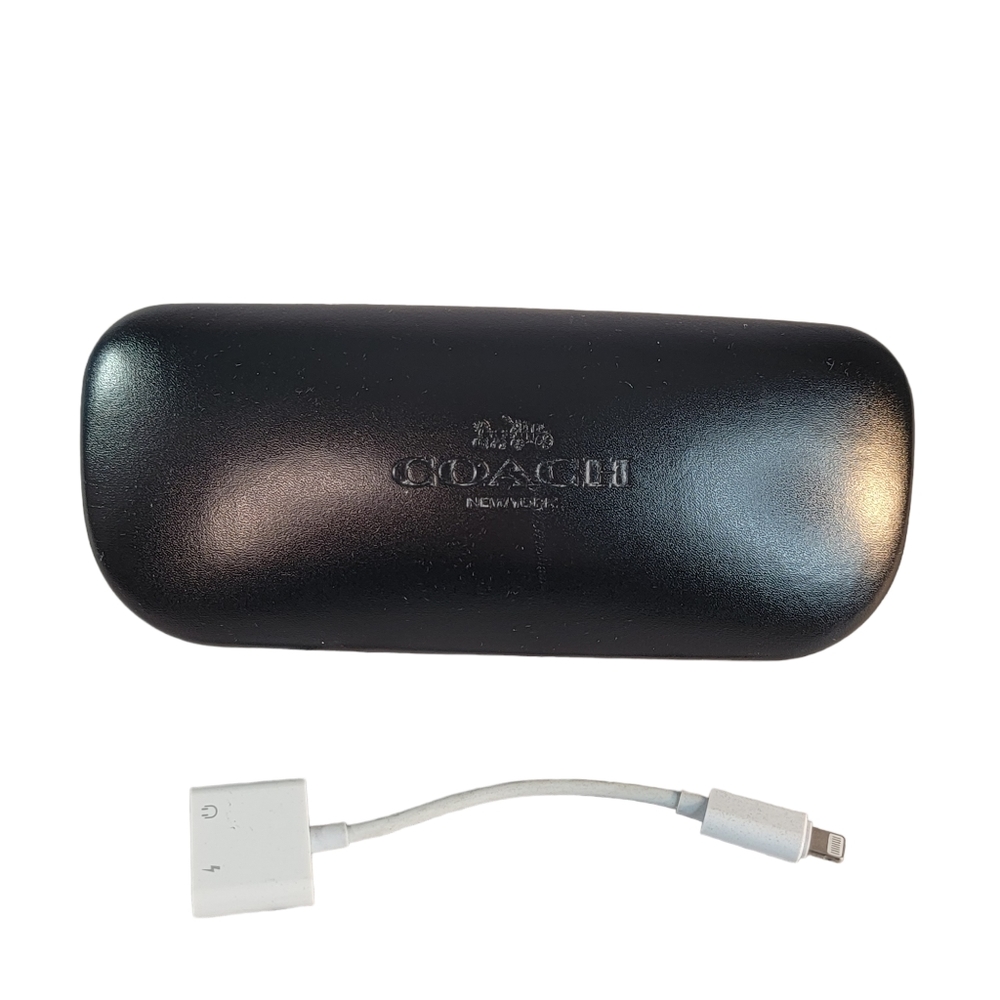 Coach New York Hard Sunglasses Case Bonus iPhone Headphone Adapter 3.5mm